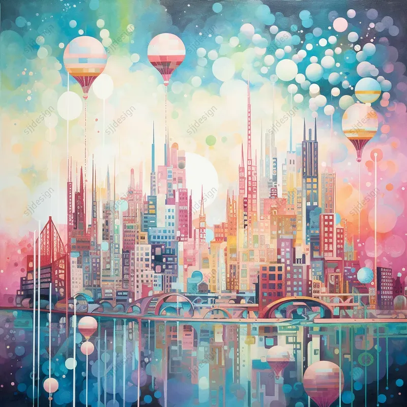 Geometric Whimsy Dreamy Particles Art