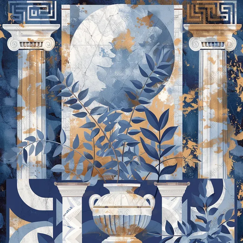 Mythic Hues Grecian Geometry Art