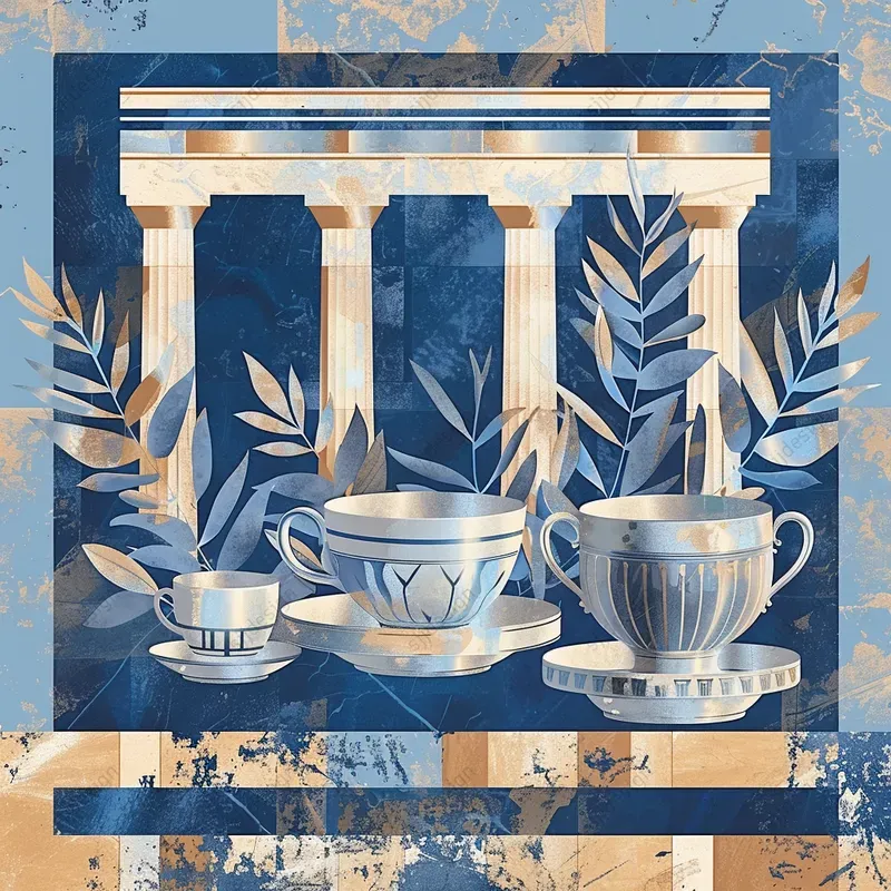 Mythic Hues Grecian Geometry Art