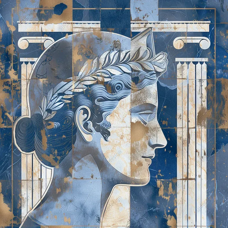 Mythic Hues Grecian Geometry Art