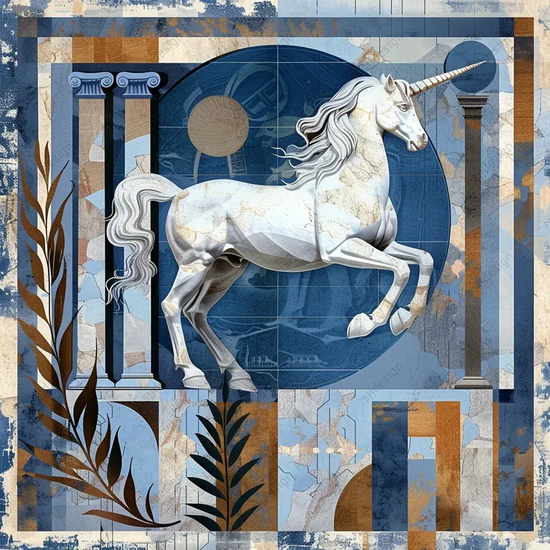 Mythic Hues Grecian Geometry Art