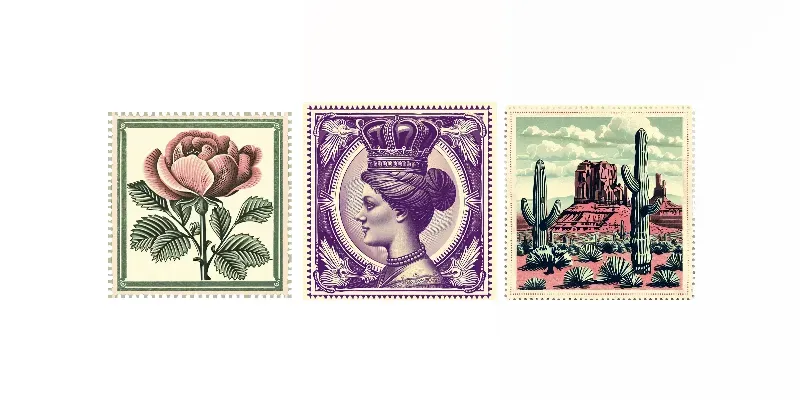 Vintage Postage Stamp Art generated by undefined