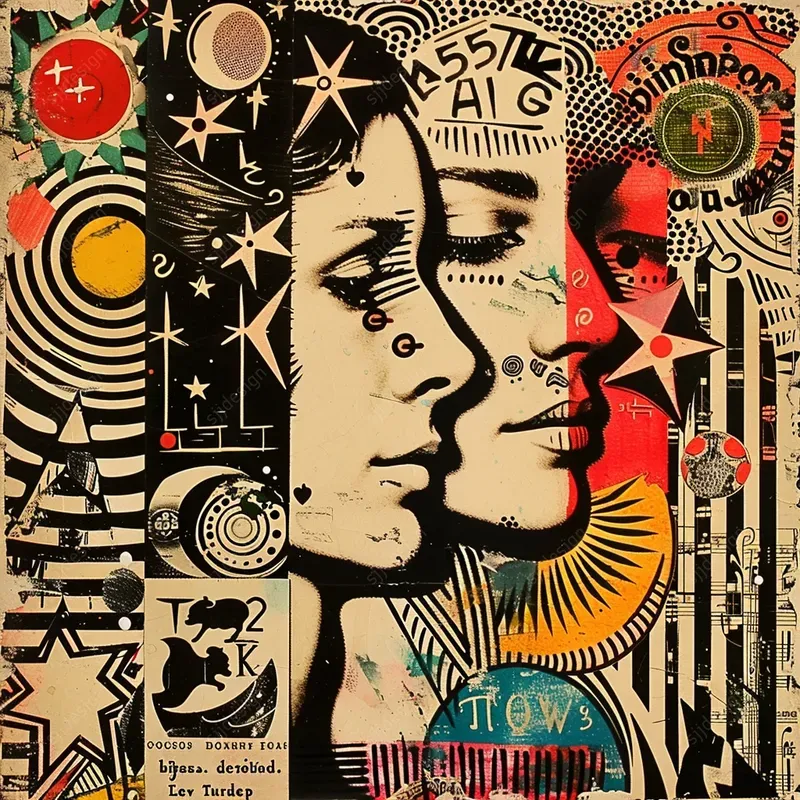 Textured Celestial Collage Art