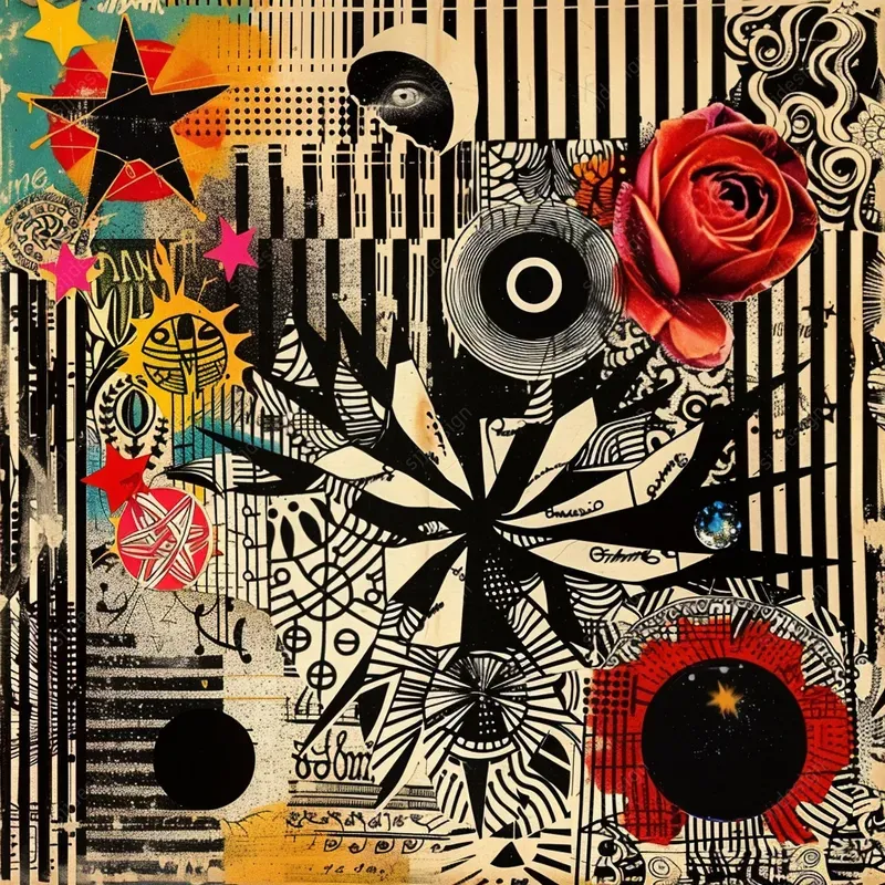 Textured Celestial Collage Art