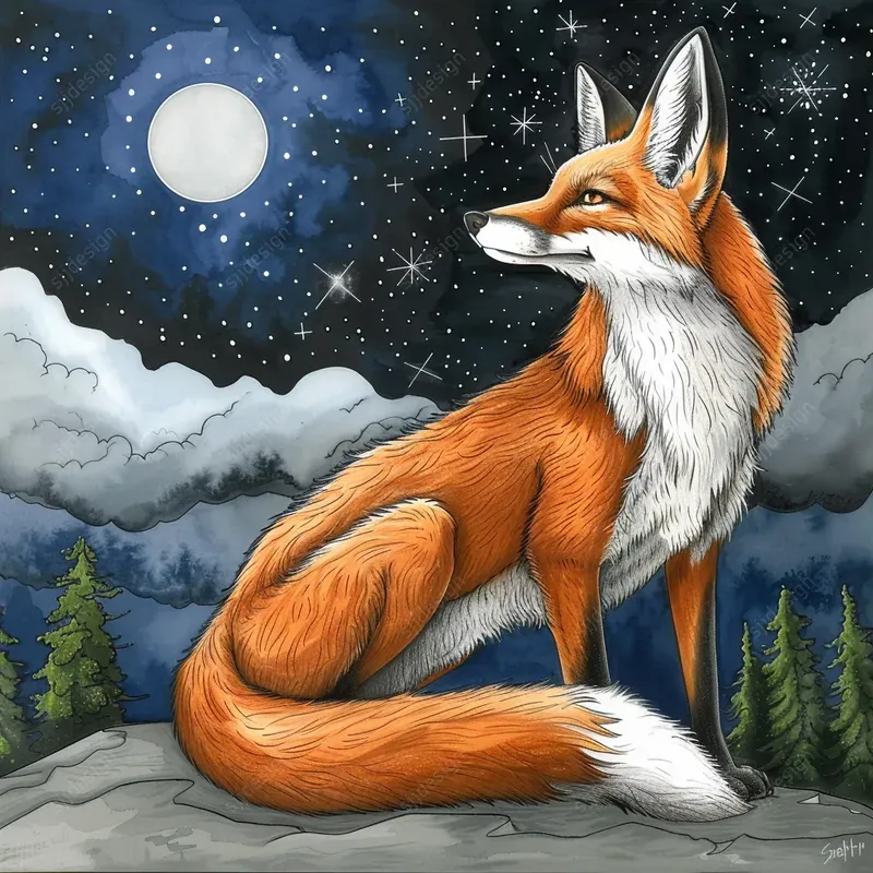 Starry Serene Storybook Art