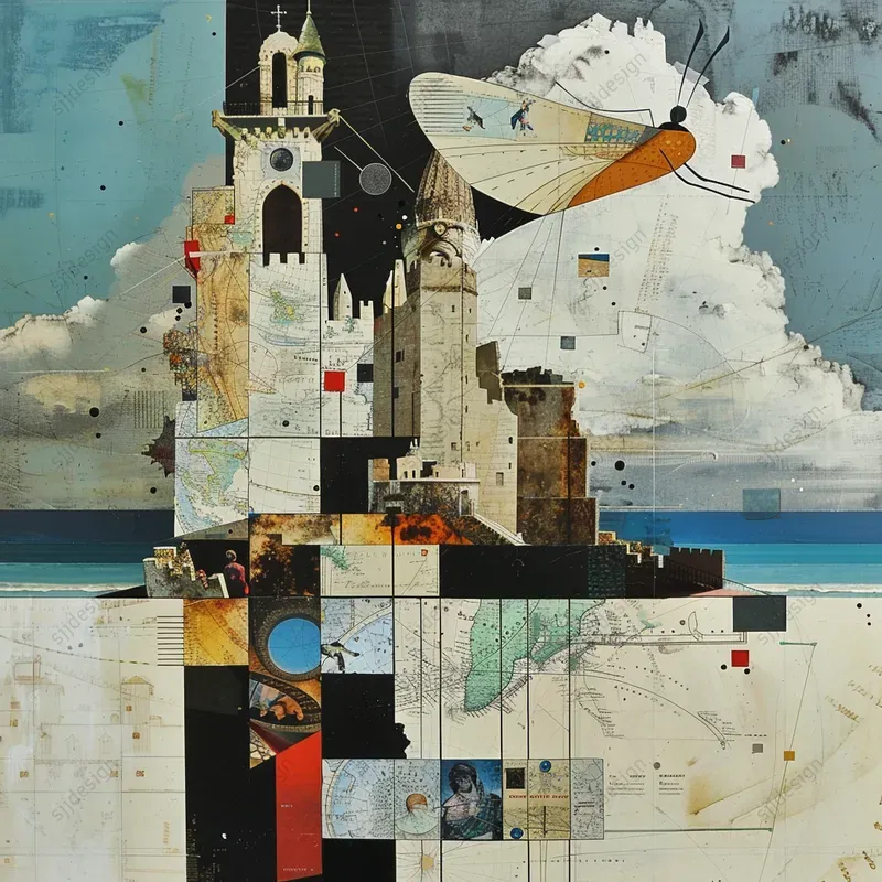 Vintage Dreams Map Collage Art