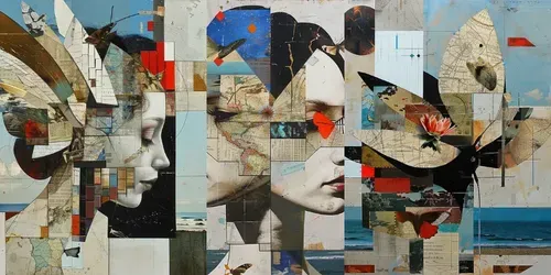 Vintage Dreams Map Collage Art generated by midjourney