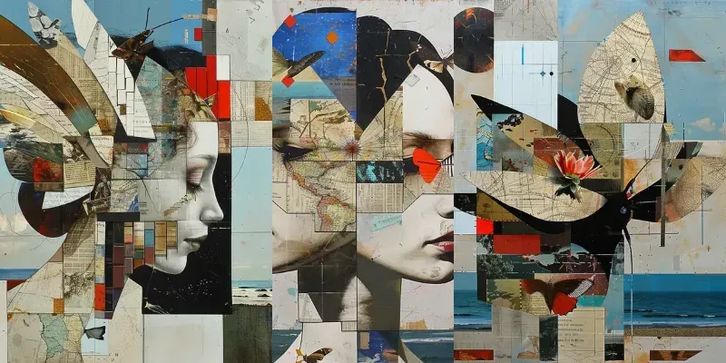 Vintage Dreams Map Collage Art generated by undefined