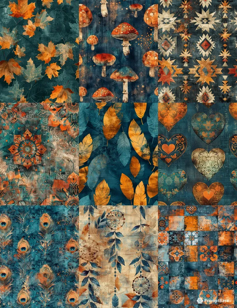 Junk Journal Seamless Papers Boho Style