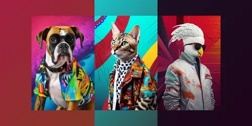 Pop Art Animal Fashionista Portraits generated by midjourney