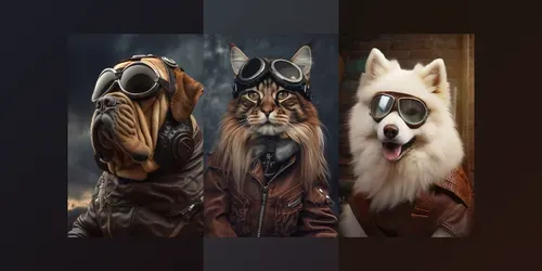 Vintage Aviator Animal Portraits generated by midjourney