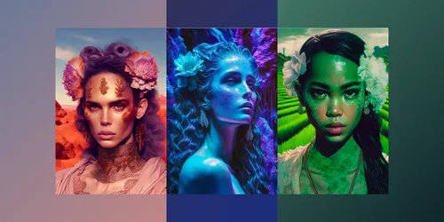 Colorful Women Portrait Shots generated by midjourney