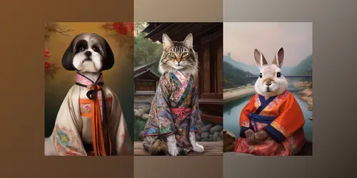 Traditional Korean Animal Portraits generated by midjourney