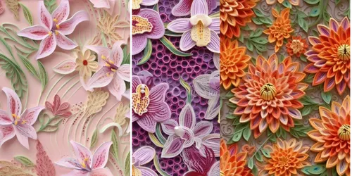 3D Embroidered Flowers Seamless Patterns generated by midjourney