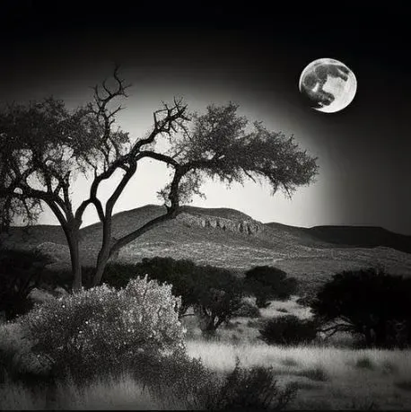 Photorealistic BW Photos Of Landscapes And Moons