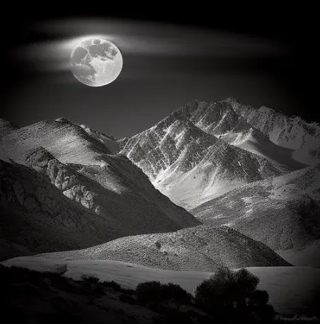 Photorealistic BW Photos Of Landscapes And Moons
