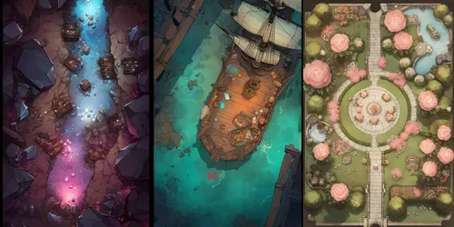 Tabletop Game Terrain Maps DnDs generated by midjourney