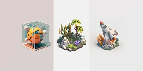 Premium Isometric 3D Models generated by midjourney