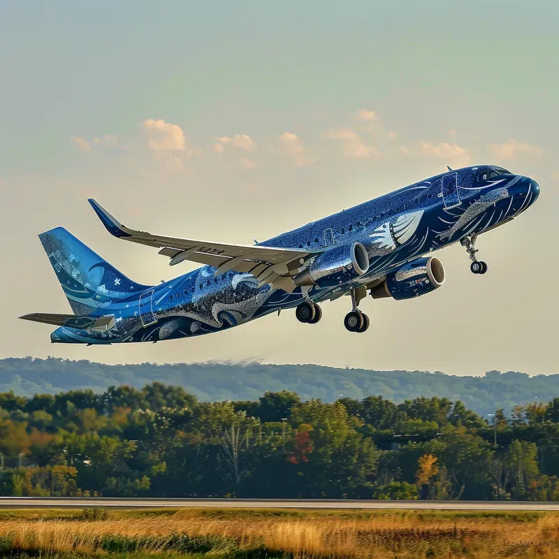 Commercial Plane Animal Graffiti