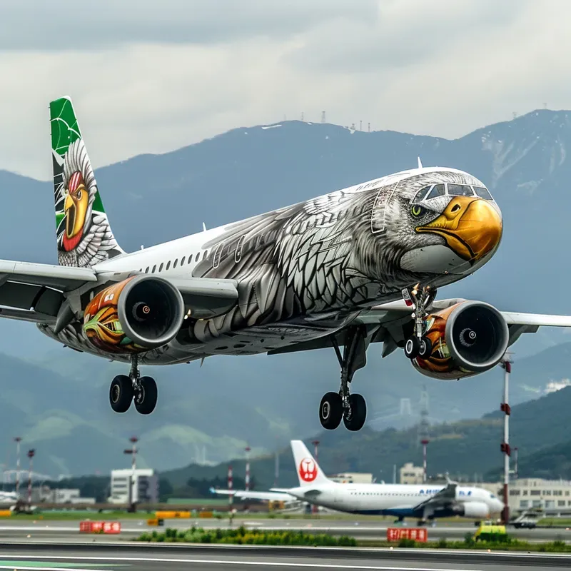 Commercial Plane Animal Graffiti