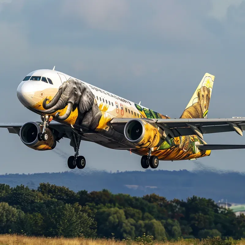 Commercial Plane Animal Graffiti