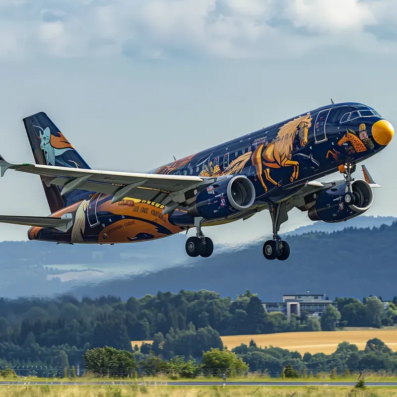 Commercial Plane Animal Graffiti