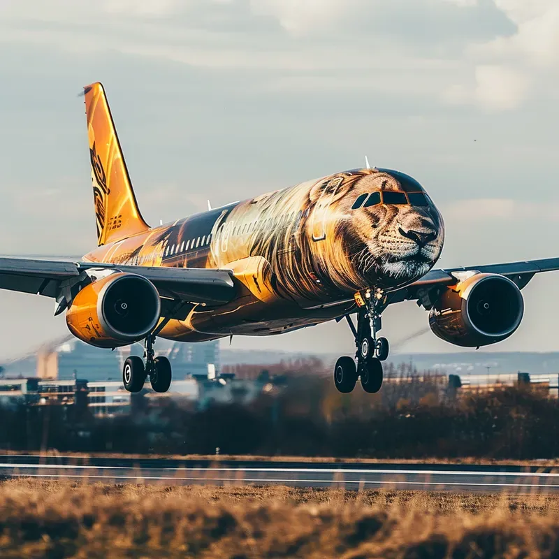 Commercial Plane Animal Graffiti