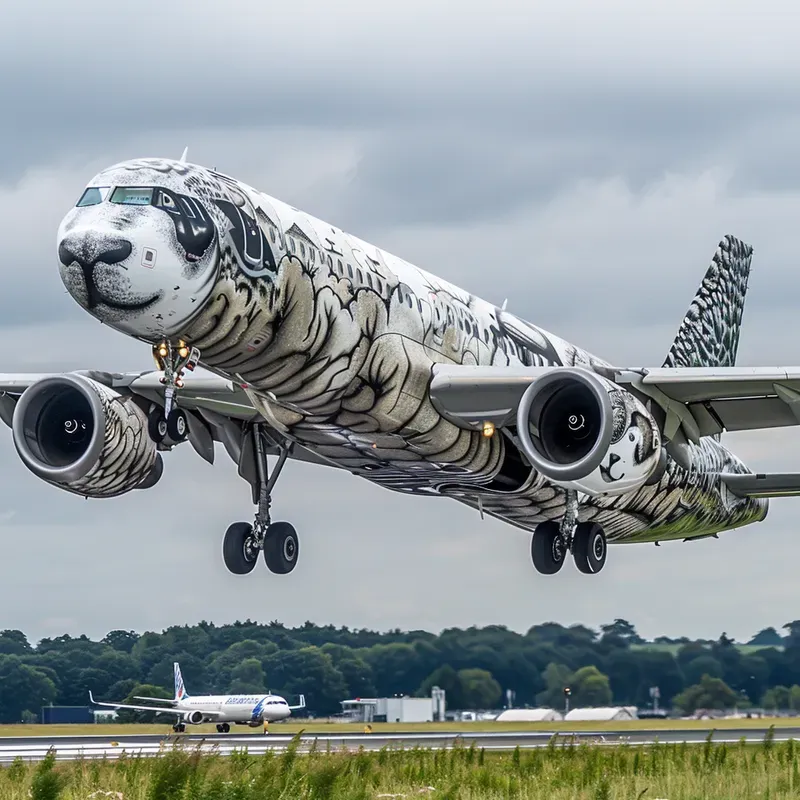 Commercial Plane Animal Graffiti