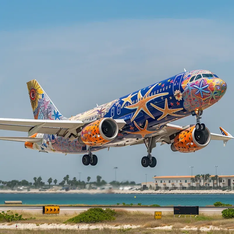 Commercial Plane Animal Graffiti