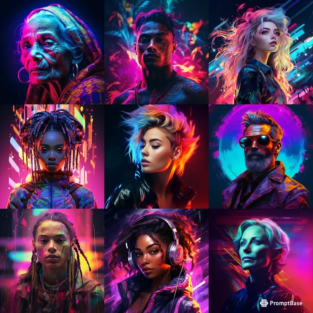 Colorful Digital Cyber Portraits