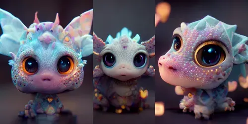 Baby Glitter Dragons generated by midjourney