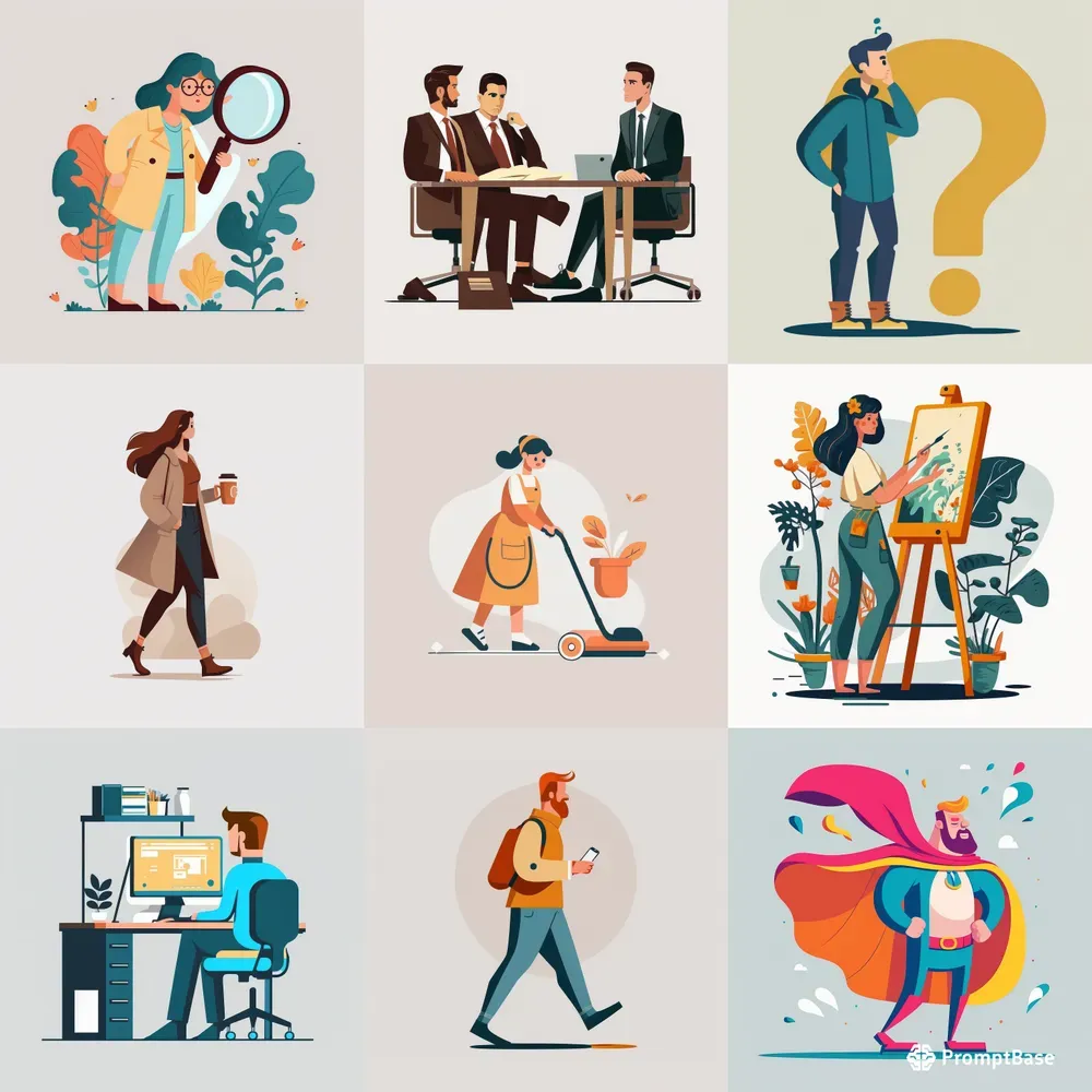Flat Style Pro Character Illustrations