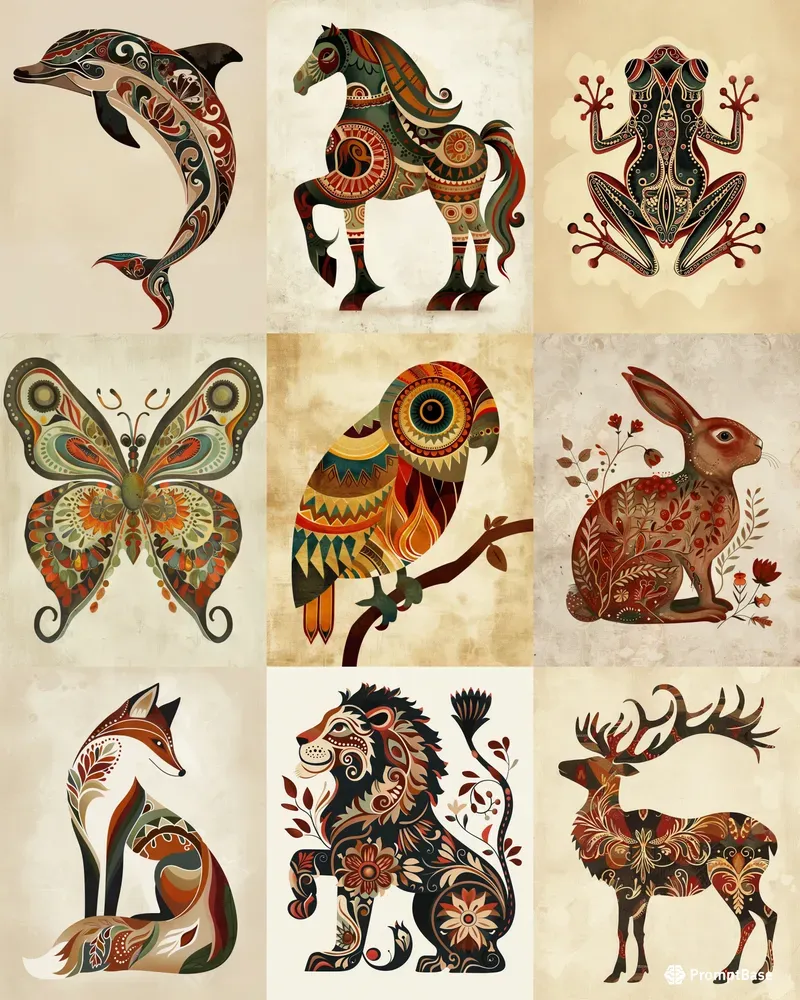 Scandinavian Folk Art Based On Animals