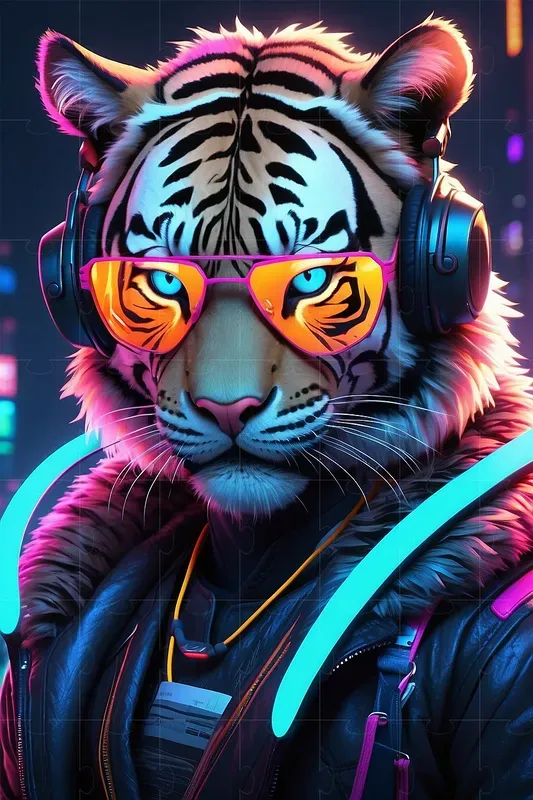 Futuristic Neon Cyberpunk Animals