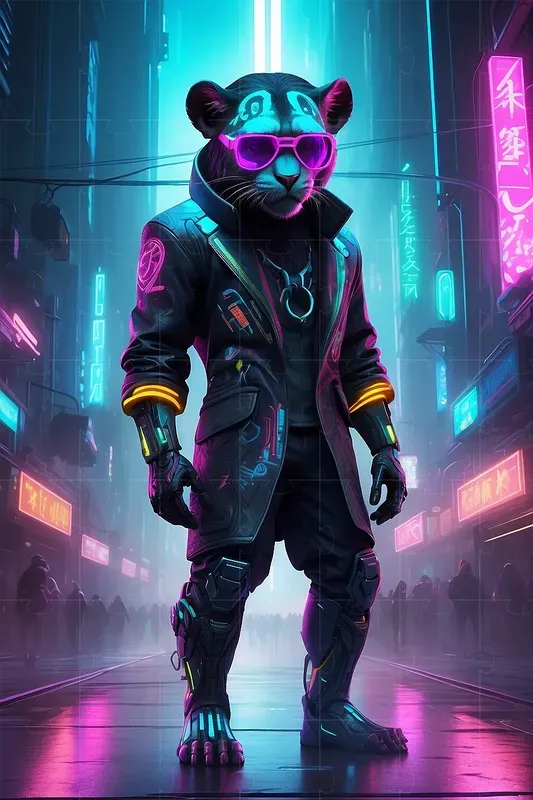 Futuristic Neon Cyberpunk Animals