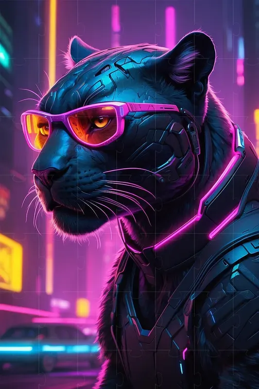 Futuristic Neon Cyberpunk Animals