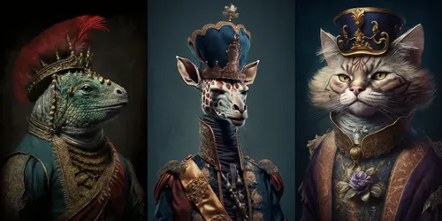 Poster Aristocrat Animals With Crowns generated by midjourney