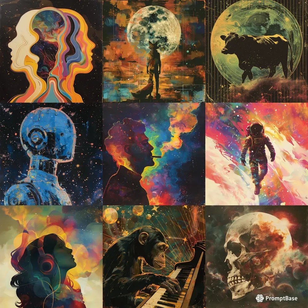 Cosmic Synthwave Album Covers
