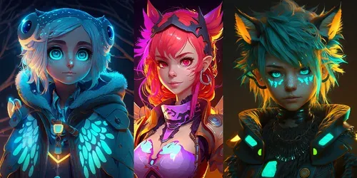 Animal Anime Girls Game Avatars 3D generated by midjourney