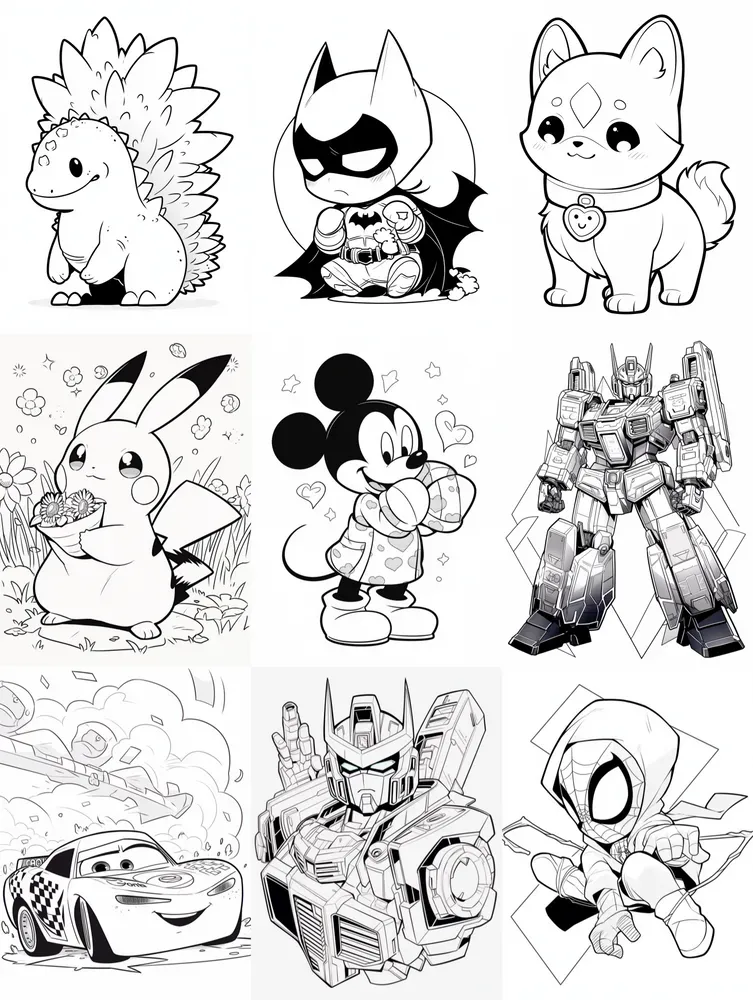 2D Cute Printable Coloring Pages For Kids