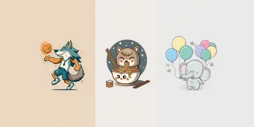 Kawaii Cute Animals - Stickers generated by midjourney