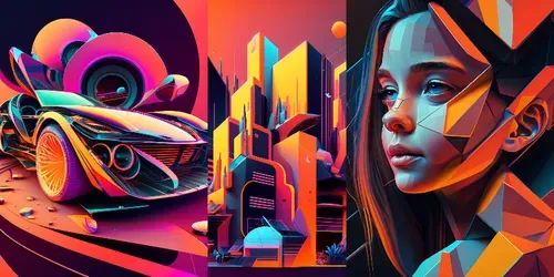 Premium Geometric Vibrant Illustrations generated by midjourney