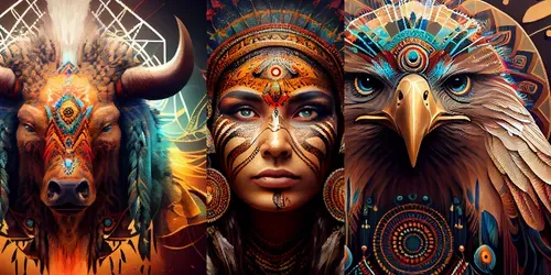 Native American Shamanic Animals Art generated by midjourney