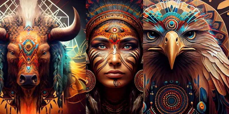 Native American Shamanic Animals Art generated by undefined