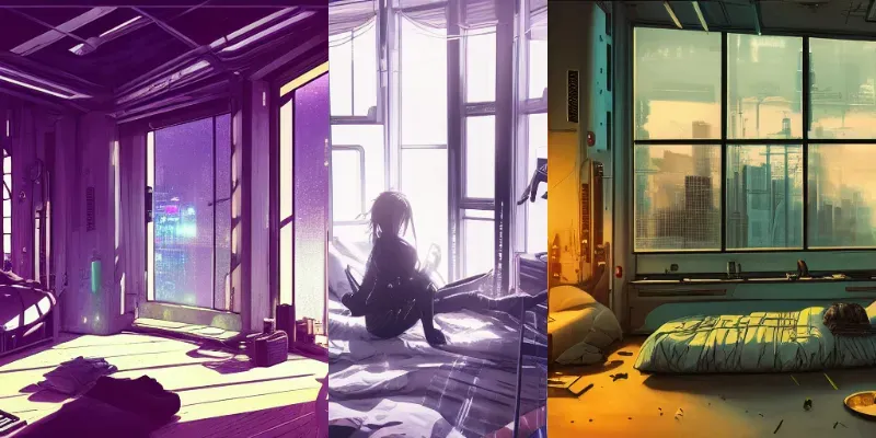 Cyberpunk Apartment Bedroom generated by undefined
