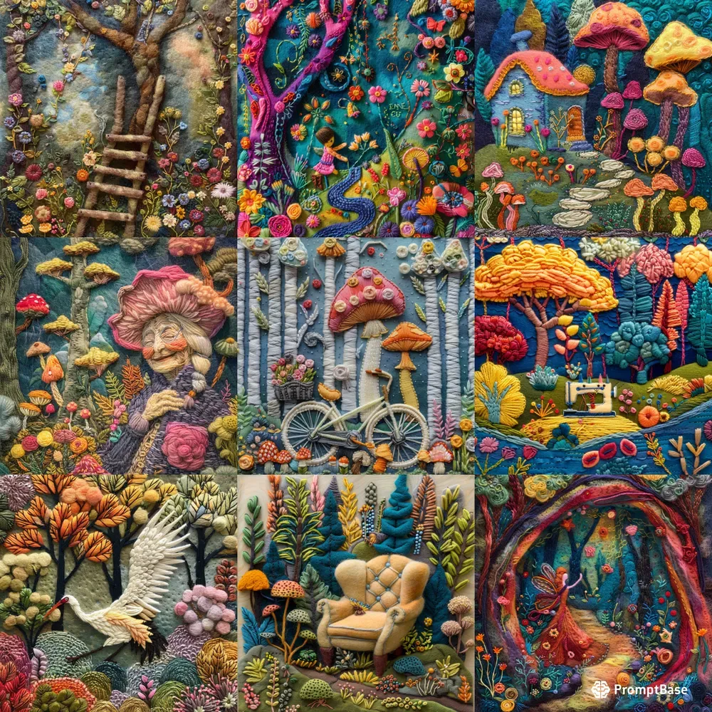 Enchanting Felt Embroidery Illustrations