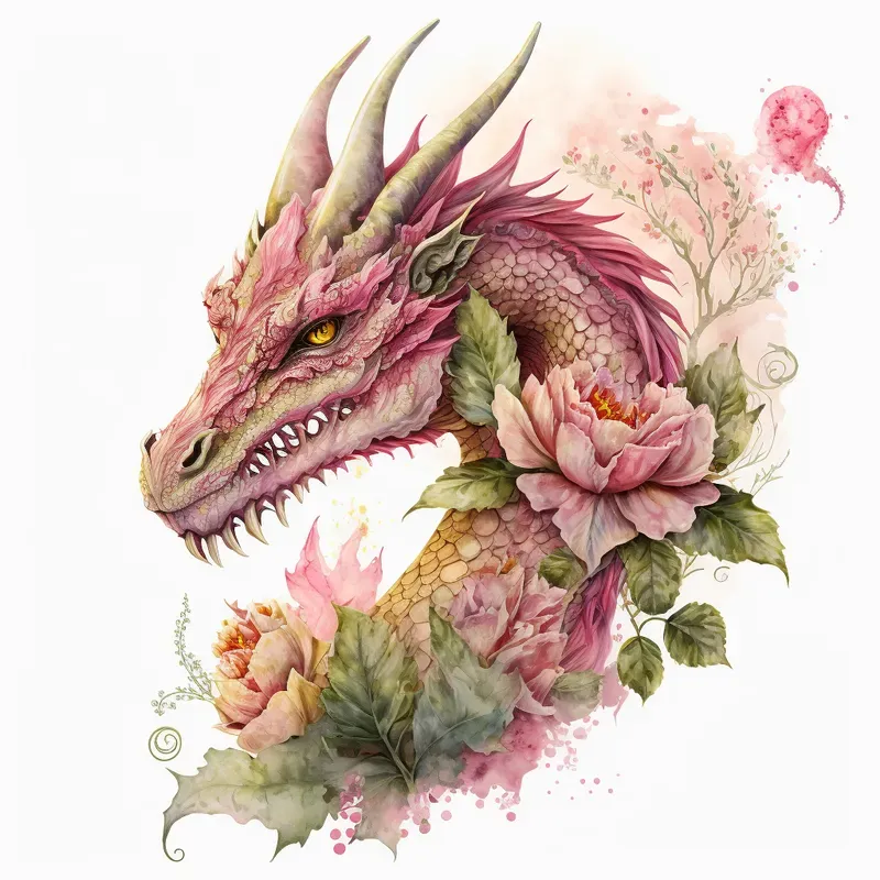 Illustrated Floral Dragons