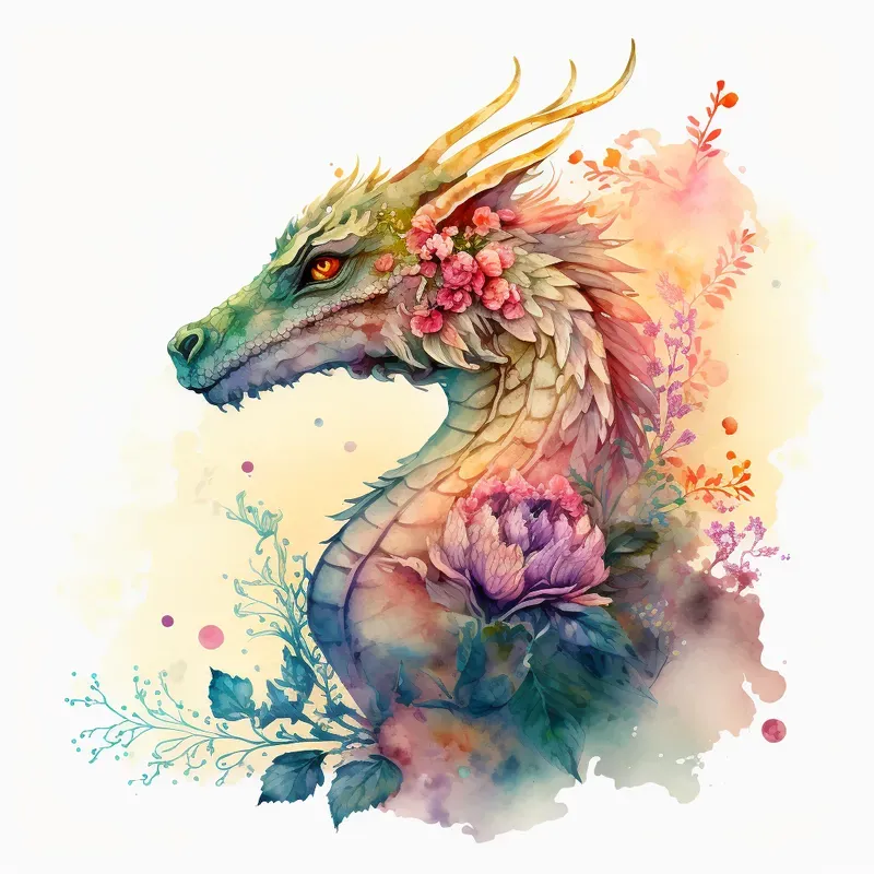 Illustrated Floral Dragons