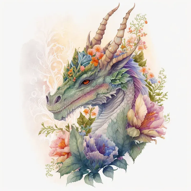 Illustrated Floral Dragons