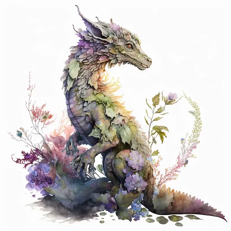 Illustrated Floral Dragons